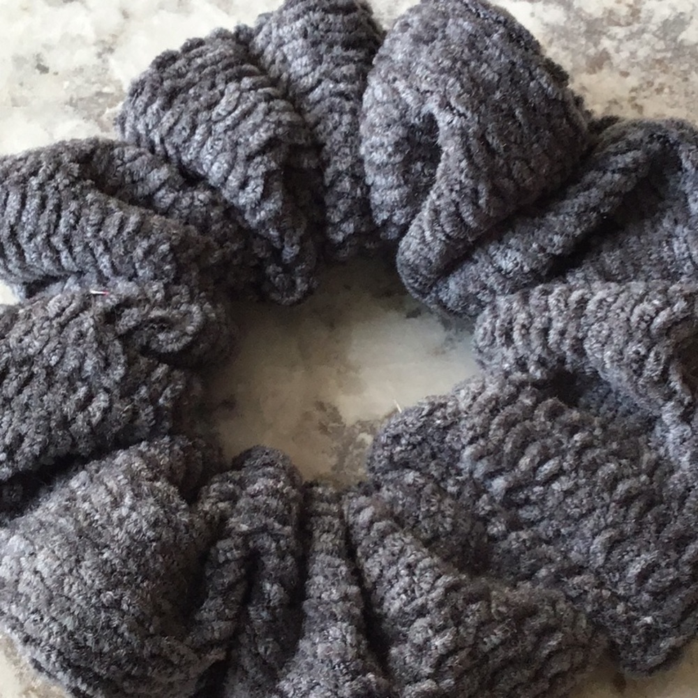 Gray Chenille hair cloud scrunchy solid color vsco